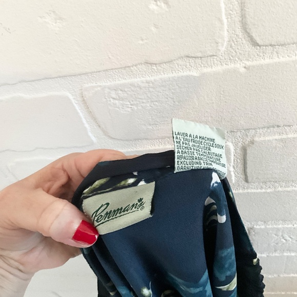 Vintage 90s Maxi Skirt Button down Dark Floral Cottagecore Fairy Roses Navy Sz M - Picture 3 of 11